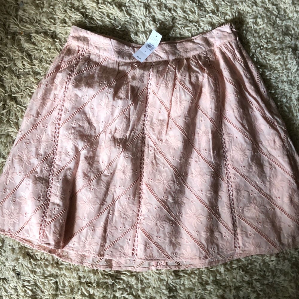 NWT Pink eyelet size 8 Loft skirt